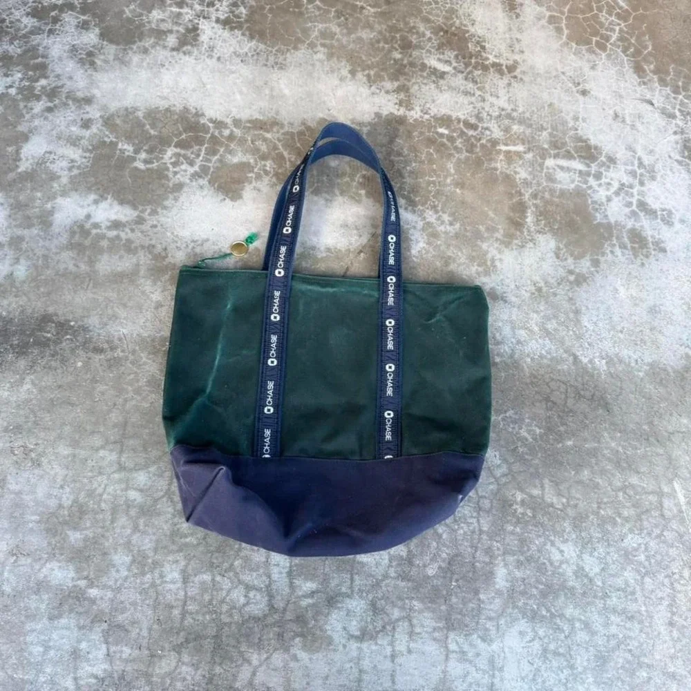 Vintage 90's chase bank money canvas tote bag